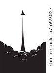 Rocket launch to space smoke poster background - isolated vector illustration