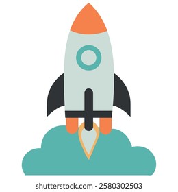 Rocket launch space travel exploration isolated illustration