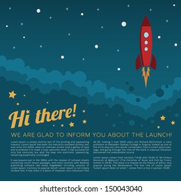 Rocket Launch In Space Vector Background