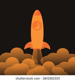 Rocket launch. Spaceship icon illustration. Vector illustration.