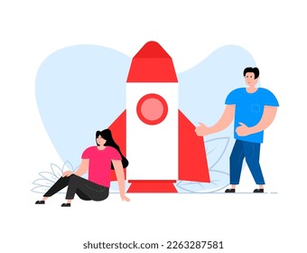 Rocket launch. Spaceship launch. Start up. Super developer.