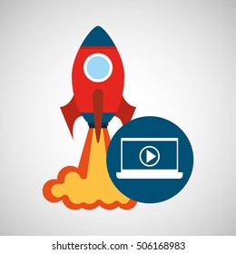 rocket launch start up business play graphic vector illustration