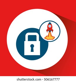rocket launch start up business security graphic vector illustration