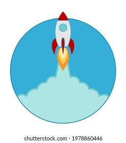 rocket launch start up concept icon emblem isolated on white background