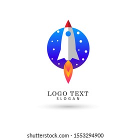 Rocket Launch & Start Logo. Symbol & Icon Vector Template.