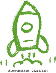 Vector de dibujo de tiza de crayón de icono relacionado de lanzamiento de cohete