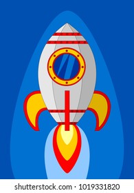 Rocket launch, start spaceship. Concept of start business product on a market, run startup project.