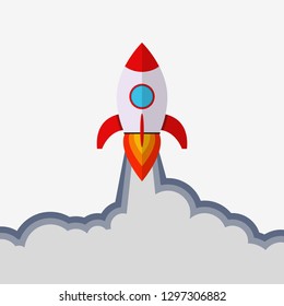 Rocket launch. Startup concept.  Boost business idea