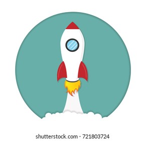 Rocket launch. Startup concept cartoon vector isolated  illustration