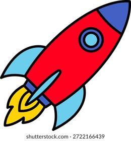 Rocket launch startup growth flat illustration