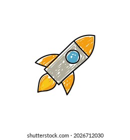 Raketenstart, Startsymbol in Farbe Symbol einzeln auf weißem Hintergrund 