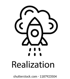 Rocket launch and startup icon concept