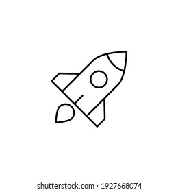 Rocket launch, startup icon in flat black line style, isolated on white background 