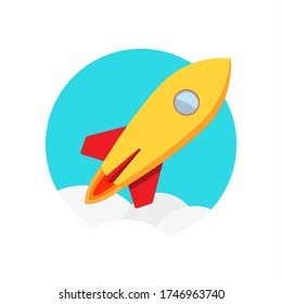 Rocket Launch Startup Icon Round Background