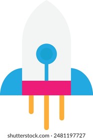 Icono de inicio de lanzamiento de cohete Ilustración plana de Vector