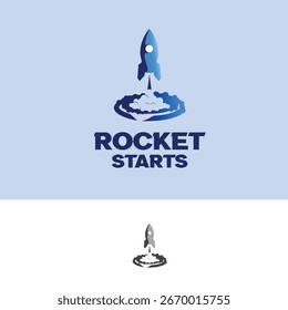 Rocket Launch Startup Logo Design. Modern Space Rocket Symbol for Technology and Business Branding.
