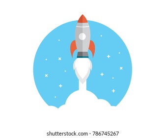 Rocket Launch Startup Success Vector Illustration