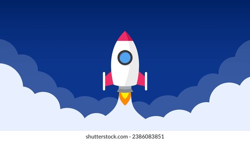 Rocket Launch. Rocket and Startup. Vector illustration