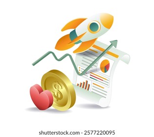 Rocket launch symbol of business development