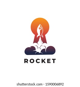 Rocket launch symbol logo design vector template