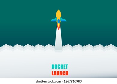 rocket launch template background vector illustration eps10