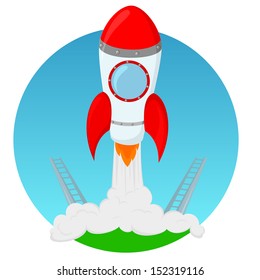 rocket launch took place on a clear morning