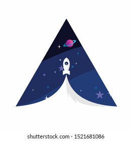 Rocket launch with triangle background