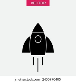 Rocket launch vector icon, Business startup vector flat illustration for web and app..eps