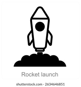 rocket launch vector icon concept design