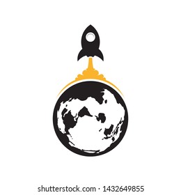 Rocket Launch Vector Icon Illustration, Rocket Logo Design