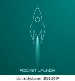 Rocket launch. Vector illustration.
