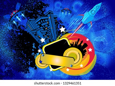 Rocket launch, vector illustration concept