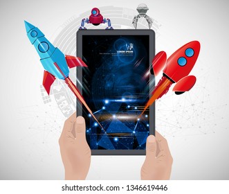 Rocket launch, vector illustration concept