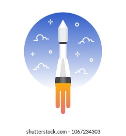 Rocket launch vector illustration flat style