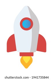 Rocket launch vector illustration isolated on white background.