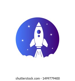 Rocket launch vector illustration, space exploration