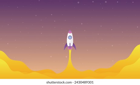 rocket launch vector illustration, space theme background design