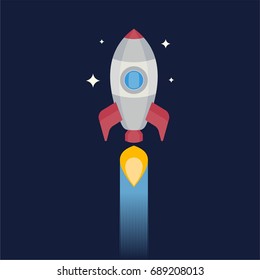 Rocket Launch Vector Illustration with stars in the space