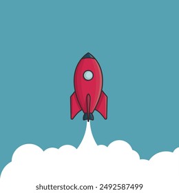 Rocket launch vector illustration. Start up business concept. Flat design.