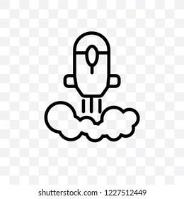 Rocket launch vector linear icon isolated on transparent background, Rocket launch transparency concept can be used for web and mobile