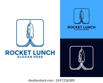 Rocket Launch Vector Logo Design, Simple Flying Modern Rocket Logo Illustration