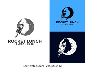 Rocket Launch Vector Logo Design, Simple Flying Modern Rocket Logo Illustration