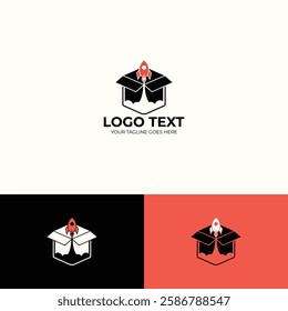 Rocket launch vector logo design template