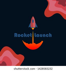 Rocket launch vector logo illustration design