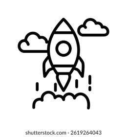 Rocket Launch Vector outline icon. Eps10 file 