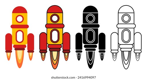 rocket launch vector. outline, silhouette