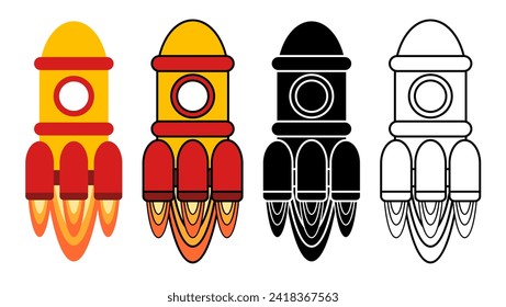 rocket launch vector. outline, silhouette