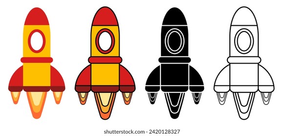 rocket launch vector. outline, silhouette