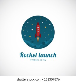 Rocket launch vector symbol icon or logo template