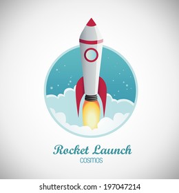 Rocket launch vector symbol icon. Outer space and air transport.